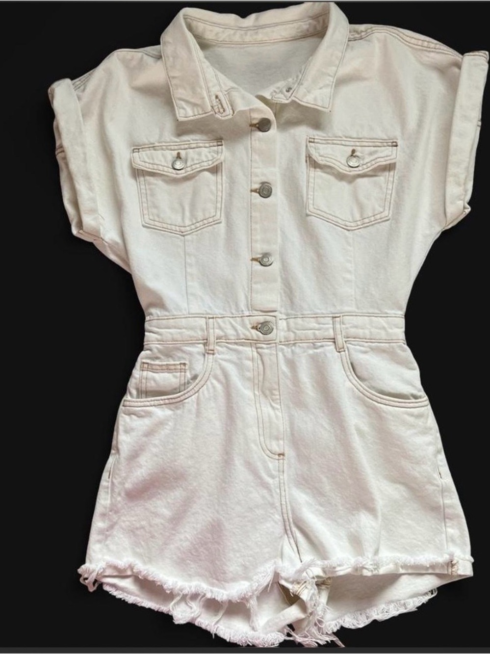 Cotton On White Denim Button-Front Detail